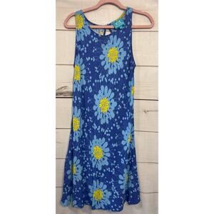 Escapada Dress Size LG Blue With Yellow‎ Flowers Easy Comfy Cute